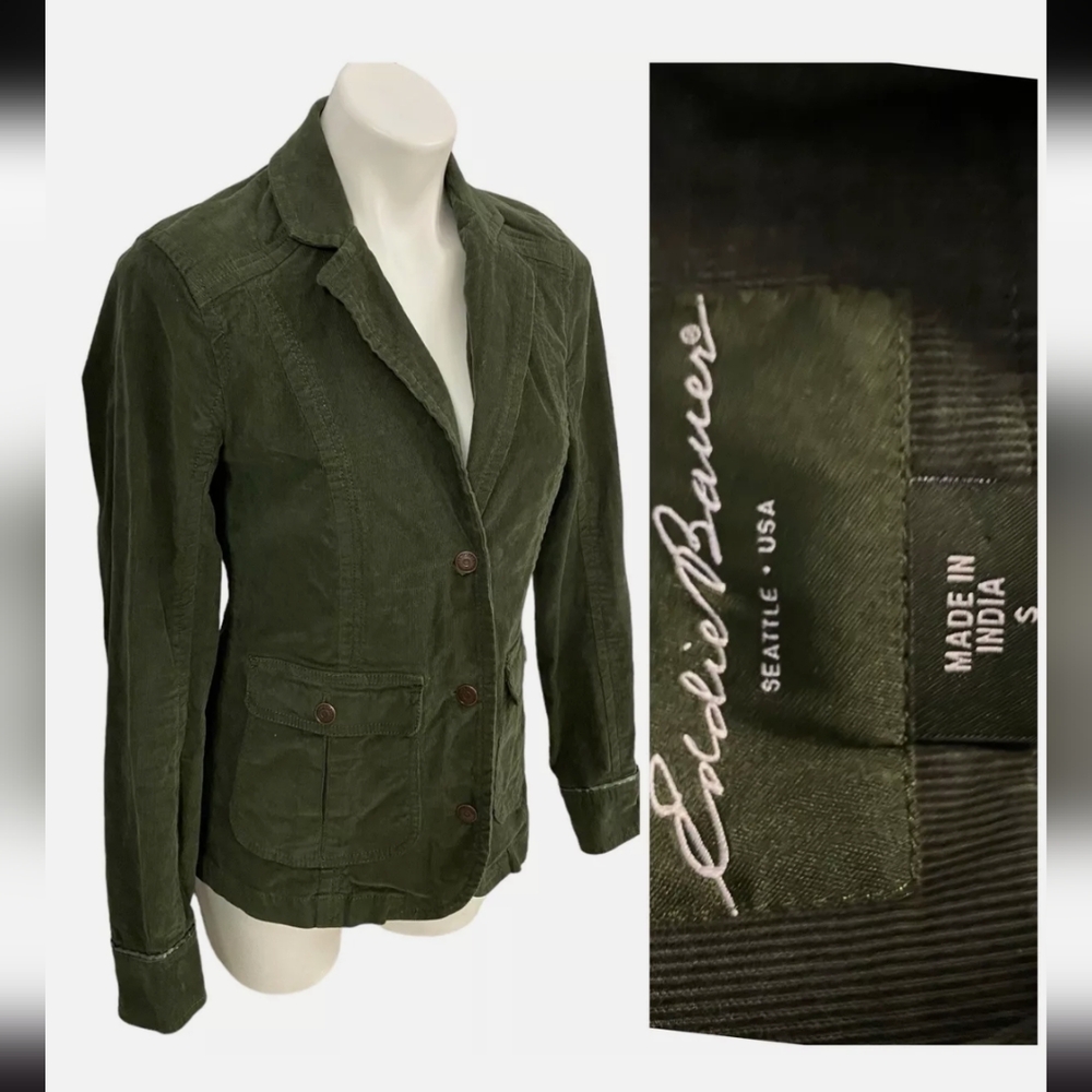 Eddie Bauer Blazer Womens Small Green Corduroy Size - Medium